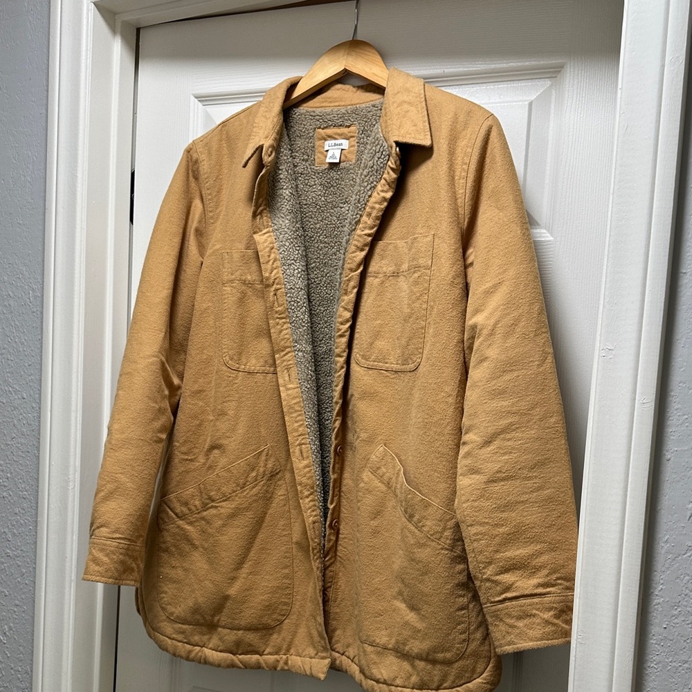 L.L. Bean Beige Sherpa-Lined Jacket
